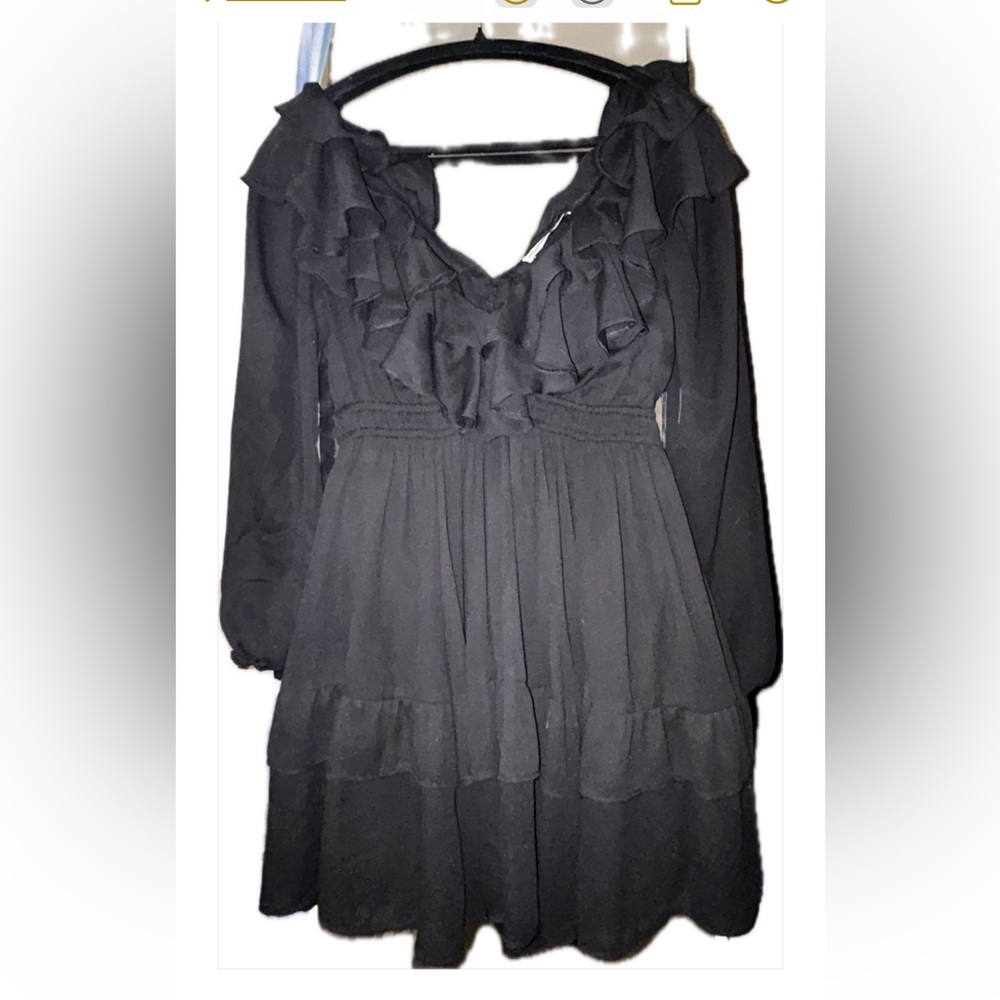 Abercrombie & Fitch Black Ruffled Tiered Cocktail Dress